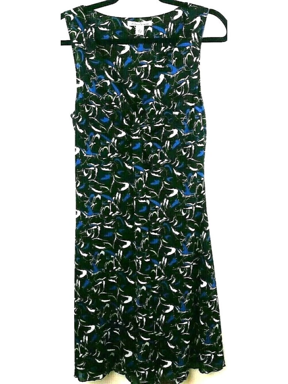 Kenneth Cole Sleeveless Dress Large Abstract Print Black Blue Summer Cool